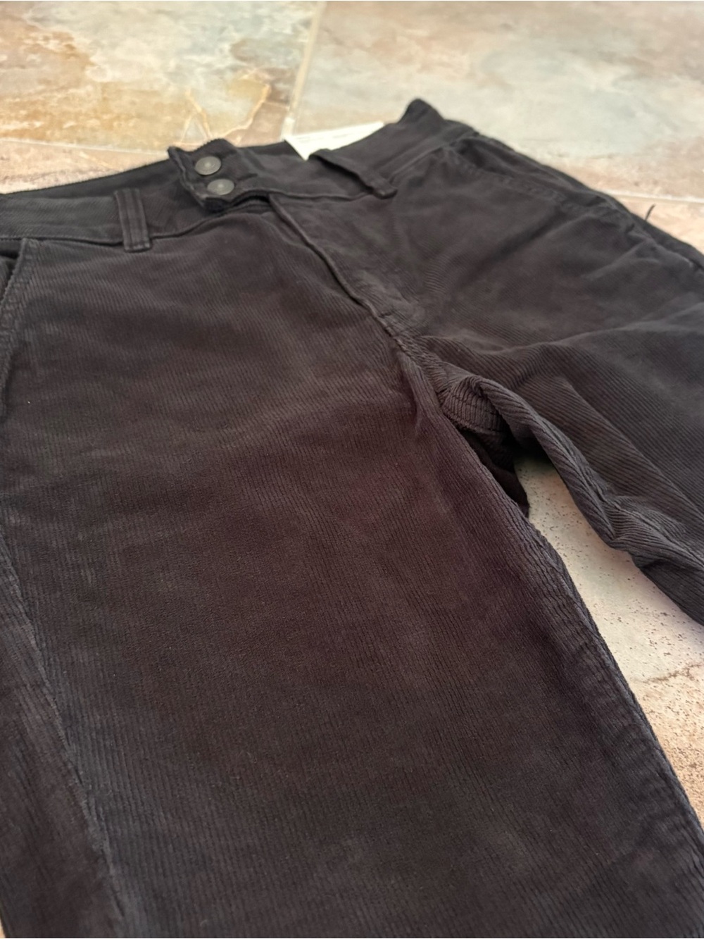 American Eagle Black Corduroy Flare Pants High Rise Size 6 Stretch Retro NWT - Picture 5 of 11